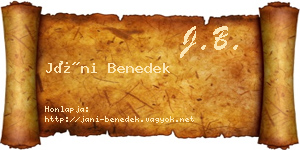Jáni Benedek névjegykártya