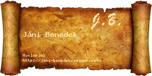 Jáni Benedek névjegykártya
